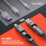 1 x RAW Customer Returns pzoz 4-in-1 LED Cable USB C to USB C Quick Charging Cable Multi Fast Charge Cable Type C Nylon Braided Charging Combo Lightning Type C USB A Connectors for iPhone 15 14 13 12 11 Pro Max Samsung 60 W, 1.5 - RRP €26.67