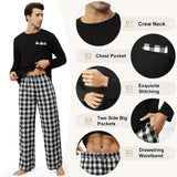 1 x RAW Customer Returns TOMEEK Men s Winter Pajamas 100 Cotton Long Sleeve Two Piece Classic Checked Men s Cotton Pajama Set with Pockets and Drawstring Autumn Christmas Gift Black with Red Checkered, XL  - RRP €29.62