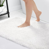 1 x RAW Customer Returns Deconovo Non-Slip Bath Mat Fluffy Bath Rug Non-Slip Shaggy Bathroom Carpet Bath Rug Washable Bath Mats Bath Rugs Shower Rug Bathtub, 50x80 cm, White, 1 Piece - RRP €26.99