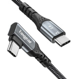 1 x RAW Customer Returns Fasgear USB C to USB C Cable Right Angle 90 Degree 100W 5A PD Fast Charging Cable Type C Compatible with Mac-Book Pro Air i-Pad Pro 2020 Galaxy S20 S10 Huawei P40 Lenovo ThinkPad Dell XPS HP Black, 1.8m  - RRP €11.28