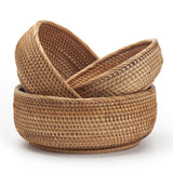 1 x RAW Customer Returns Natural Rattan Fruit Bowls Round Woven Storage Basket Stackable Key Holder for Kitchen Cabinets Shelf 3 Pack - RRP €36.99