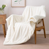 1 x RAW Customer Returns MIULEE Cuddly Blanket Thick Blanket Lamb Blanket Bed Blanket Striped Fluffy Soft Blanket Sofa Throw Couch Blanket for Bed Sofa Living Room 150 x 200 cm Beige - RRP €41.89