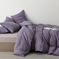 1 x RAW Customer Returns Lanqinglv bed linen 135x200cm 2-piece violet purple plain duvet cover 135x200cm with zipper and pillowcase 80x80cm made of renforce microfiber - RRP €27.11