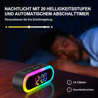 1 x RAW Customer Returns REACHER Colorful LED Digital Alarm Clock with 2 Alarm Times, Colorful Night Light, Loud, Snooze, Dimmable, 7 Alarm Tones, Adjustable Alarm Volume, with Day of the Week, Timer, Clock for Bedside Table, Mains Operated  - RRP €28.99