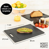 1 x RAW Customer Returns Moritz Moritz 2x plastic cutting board - 36 x 27.5 cm - BPA free - granite look kitchen boards - cutting board with non-slip feet, access opening - with juice groove - RRP €20.21