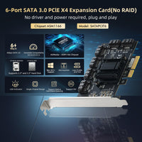 1 x RAW Customer Returns Binardat 6-Port PCIE X4 to SATA Card, SATA 3.0 6Gbps Controller, Includes 6 SATA Cables and Low Profile Bracket, for Windows 10 11 - RRP €44.99