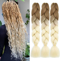 1 x RAW Customer Returns PORSMEER 3 Pieces Jumbo Braid Synthetic Hair for Braiding 24 Inches 100g Kanekalon Hair Braiding Extensions for Crochet Twist Braiding Hair Ombre Color, Brown to Blonde - RRP €19.43