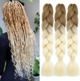 1 x RAW Customer Returns PORSMEER 3 Pieces Jumbo Braid Synthetic Hair for Braiding 24 Inches 100g Kanekalon Hair Braiding Extensions for Crochet Twist Braiding Hair Ombre Color, Brown to Blonde - RRP €19.43