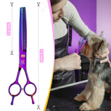 1 x RAW Customer Returns JASON 7.5 Thinning Scissors for Dogs - Professional Thinning Scissors Dog Scissors with 36 Teeth Japanese Stainless Steel Grooming Scissors for Dogs Cats, Purple - RRP €28.49