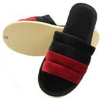 1 x Brand New APREGGIO - Soft Textile Women s Slippers - Open Toe Women s Mules - Summer and Winter Slippers - Soft Sole - Black Red - Ideal for Sensitive Feet - Size 37 EU - RRP €18.16