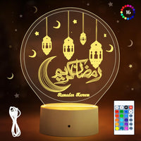 8 x Brand New FORMIZON Mubarak Ramadan LED Lamp, 3D 16 Colors Ramadan Color Changing Lamp with Remote Control, Eid Mubarak Muslim Decorative Fairy Light for Home Table Decoration, Ramadan Craft Night Lights - RRP €69.2