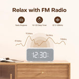 1 x RAW Customer Returns ANJANK Wooden Radio Alarm Clock with Inductive Charging Station, 10W Bluetooth Speaker, Wireless Charging Station for iPhone Samsung, Dual Alarm, 0-100 Dimmable Display, Automatic Time Synchronization - RRP €49.99