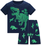 1 x RAW Customer Returns TEDD Baby Summer Short Pajamas Boy Cotton Dinosaur Nightwear Clothes Two Piece Set for Children 1-12 Years - RRP €24.0