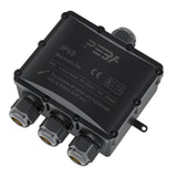 1 x RAW Customer Returns PEBA junction box waterproof IP68, large junction box surface-mounted 295x165x115 mm, M25 cable gland 4mm - 14mm, cable distributor waterproof, outdoor garden underground cable junction box black 6 ways - RRP €32.88