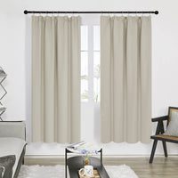 1 x RAW Customer Returns Deconovo blackout curtain, opaque curtain with ruffle tape, curtain for balcony doors, thick thermal curtain, cold protection, warm heat protection, 160 x 132 cm height x width , cream, set of 2 - RRP €31.24