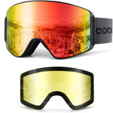 1 x RAW Customer Returns Odoland Ski Goggles Kit with Removable Lens, Frameless Interchangeable Magnetic Lenses, Anti-Fog Snow Goggles with UV Protection, BR - RRP €43.76