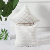 2 x Brand New Mandioo Set of 2 White Plush Boho Decorative Throw Pillow Covers 50 x 50 cm, Super Soft Striped Corduroy Decorative Pillow Case Sofa Cushion Decorative Couch Cushion Pillow Cover for Sofa Couch Living Room - RRP €39.8