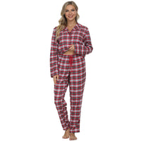 1 x RAW Customer Returns Mnemo Home Women s 100 Cotton Flannel Long Pajamas, Red, XL - RRP €32.99