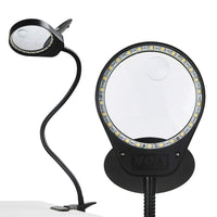 1 x RAW Customer Returns HOLULO magnifying lamp with clamp and flip, 3x 10x LED daylight magnifying lamp table clamp magnifying glass table magnifying glass desk lamp for craft work, reading, work, sewing, hobbies, visual impairment black  - RRP €30.24