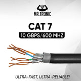 1 x RAW Customer Returns Mr. Tronic Cat 7 Ethernet cable 50m, 100 copper high-speed Ethernet cable, indoor bulk LAN network cable without RJ45 connector 28AWG, SFTP shielded internet cable 50 meters, black  - RRP €40.53