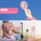 1 x RAW Customer Returns Hianjoo Handheld Fan Portable with Lanyard, Neck Fan Mini Fan, 3 IN 1 Foldable USB Fan, Rechargeable Quiet Pocket Fan for Home and Outdoor - Pink - RRP €9.06