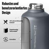 1 x RAW Customer Returns OneTigris stainless steel drinking bottle, water bottle 1.9L high capacity, sports bottle with good insulation effect for bicycle, camping, yoga, gym, airsoft, gray, 64OZ - RRP €43.99