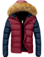 4 x Brand New SZORY Men s Winter Coat Short Thick Warm Jacket with Detachable Faux Fur Hood Wine red,L  - RRP €370.36