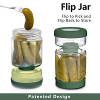 1 x RAW Customer Returns WhiteRhino Flip Mason Jar with Strainer and Lid, 1L Olive Hourglass Glass with Strainer, Upside Down Pickle, for Olive, Kimchi, Jalapenos, Leak-proof Airtight Lid - RRP €24.99