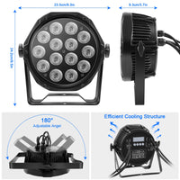 1 x RAW Customer Returns PUZILOZA Waterproof 14 LED Par Spotlight, RGBW 4 IN 1 LED Stage Light DMX 4 8CH with IP65 Waterproof Cable, Disco Party Light for Outdoor DJ Bar Club Christmas Helloween - RRP €99.99