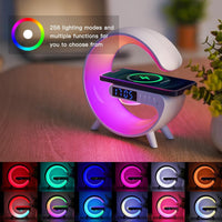 1 x RAW Customer Returns Domigard Wireless Speaker Charger Light, Color Changing Atmosphere Lamp, G-Shaped Bedside Lamp Alarm Clock White-Charging  - RRP €26.54