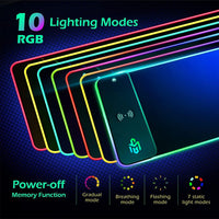 1 x RAW Customer Returns GIM RGB Gaming Mouse Pad 15W Qi Mousepad LED 800x300x4mm 10 Lighting Modes with 10W Fast Charging Qi Wireless Charging for I-Phone 13 13 Pro Cell Phone, Headphones, Waterproof, Non-Slip - RRP €36.99