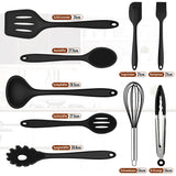 1 x RAW Customer Returns Kitchen utensil set, Joyfair 9 pieces black kitchen utensils silicone, heat-resistant cooking utensils cookware set with spatula whisk grill tongs, non-stick cooking cutlery for cooking and baking - RRP €18.65