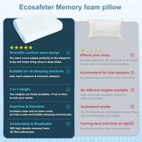 1 x RAW Customer Returns Ecosafeter 2024 new upgrade memory foam pillow orthopedic neck support pillow for side and back sleepers bamboo cover ergonomic neck pillow for cervical spine - RRP €42.99