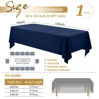 3 x RAW Customer Returns Showgeous Tablecloth Navy Blue Tablecloths 153 320cm Rectangular Tablecloth Polyester Fabric Washable Table Cloth for Restaurant Thanksgiving Christmas Anniversaries - RRP €61.2