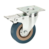 1 x RAW Customer Returns 75mm Gray Rubber Wheels with Non Marking Brakes- Top Plate Fixing Heavy Duty Casters Wheels by Bulldog Casters Max 200 kg per batch - RRP €31.99