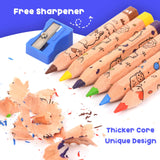 1 x RAW Customer Returns ThEast 12 Short Thick Colored Pencils, Cute Animal Line Pens for Kids, Small Hexagon Drawing Pencils with Sharpener, Children s Birthday Party Favors - RRP €9.06