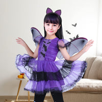 1 x Brand New Metaparty Girls Bat Halloween Costume Witch Cosplay Costume Purple Bat Skirt with Wings and Headband for Halloween Carnival Party 100  - RRP €10.07