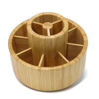 1 x RAW Customer Returns VaeFae Bamboo Pen Holder Round Rotating Holds 420 Pens Desk Storage for Markers, Colored Pencils, Art Brushes etc. - RRP €35.99