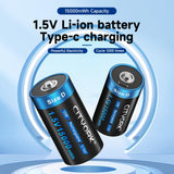 1 x RAW Customer Returns CITYORK Rechargeable D Cell Batteries, 1.5V 15000mWh USB Li-Ion D Battery Rechargeable with Type-C Cable -2 Pack - RRP €25.2