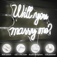 1 x RAW Customer Returns Wanxing Will you marry me neon sign Marry Me sign White LED wedding sign Neon wedding sign Neon letters for proposal decorations, wedding party - RRP €40.26