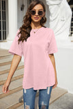 1 x RAW Customer Returns Ebifin Oversize T Shirt Women s Round Neck Short Sleeve Tops Casual Loose Basic Summer Tee Shirts Blouse.Pink.M - RRP €25.2