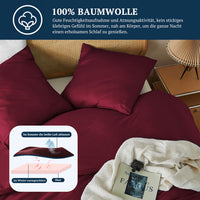 1 x RAW Customer Returns MR HM bed linen 135x200 2-piece cotton - duvet cover set made of 100 cotton in size 135x200x1 plus a pillowcase 80x80 with zipper, soft and comfortable bed linen, dark red - RRP €32.99