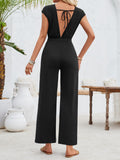 1 x RAW Customer Returns IFFEI Jumpsuit Women Summer Short Sleeve Cutout High Waist Overall Rompers Casual One Piece Outfits Black L - RRP €30.24