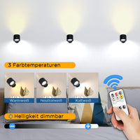 1 x RAW Customer Returns WOOKOT LED wall light indoor wall lamp without power connection 3 color modes touch control remote control battery lamp for living room bedroom staircase hallway wireless wall lights-1 piece black  - RRP €24.99