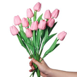 1 x Brand New huaao Artificial Tulip Bouquet Latex Fake Flower Real Touch Tulips Wedding Party Room Decoration, Pink 12pcs - RRP €22.8