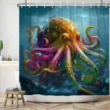 2 x Brand New SDOTPMT 105x160cm Nautical Whale Shower Curtain Ocean Starfish Vintage Navigation Map Bath Curtain Underwater Marine Animal Kids Bath Curtain Bathroom Polyester with Hooks - RRP €25.76