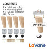 1 x RAW Customer Returns 18cm Wooden Table Legs, La Vane 4 Pieces Solid Wood Slanted Conical Replacement Furniture Feet Furniture Legs with Mounting Plates Screws for Sofa Bed Cabinet Couch Chair - RRP €20.16