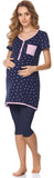 1 x RAW Customer Returns Bellivalini Maternity Pajamas Set Women s Maternity Nursing T-shirt and Leggings BLV50-126 Navy Blue Dots Navy Blue, L  - RRP €21.8