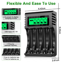 1 x RAW Customer Returns POWEROWL AA Rechargeable Batteries with Charger, 8 Pieces 2800mAh High Capacity NiMH and LCD, Independent Slot USB Fast Charging - RRP €25.99