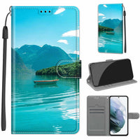 1 x RAW Customer Returns Tveinan Cover for Samsung Galaxy S22 5G Book Case in Premium PU Leather, Wallet Slot Flip Case Shockproof Magnetic Closure with Pattern Cover for Samsung S22 5G, Green Landscape - RRP €20.4